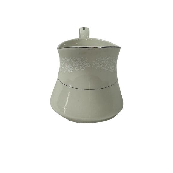 RARE Vintage Ivory Fantasy Japan China Creamer Dish Silver Trim Floral - Picture 3 of 10